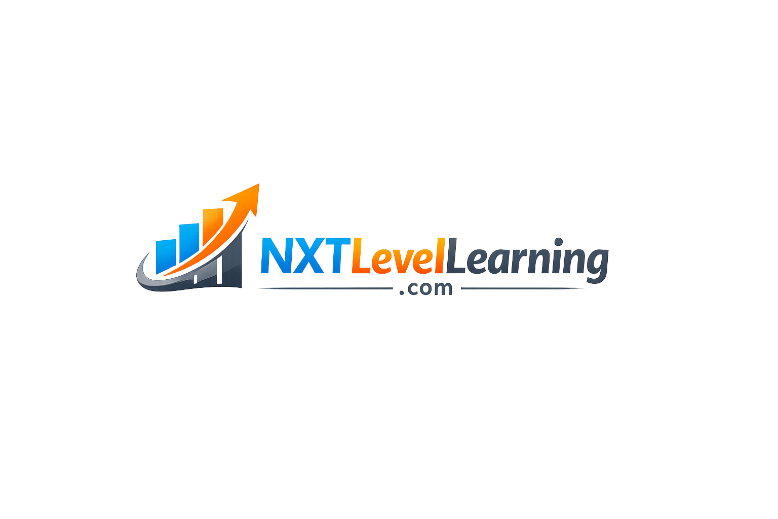 NXT Level Learning logo with upward arrow and growth bars symbolizing professional education and career advancement